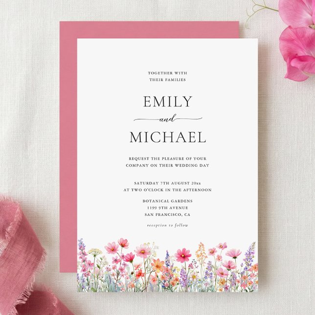 Watercolor Summer Wildflowers Wedding Invitation (Creator Uploaded)