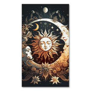 Watercolor Sun and Moon Celestial Business Card Magnet