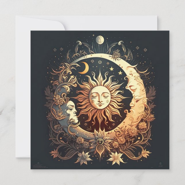 Watercolor Sun and Moon Celestial Note Card (Front)