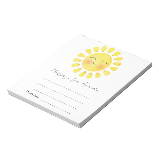 Watercolor Sun Birthday Time capsule message Notepad (Rotated)