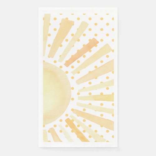 Watercolor Sun Orange Yellow Polka Dots Summer Paper Guest Towels