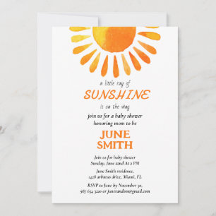 Watercolor sun rays baby shower  invitation