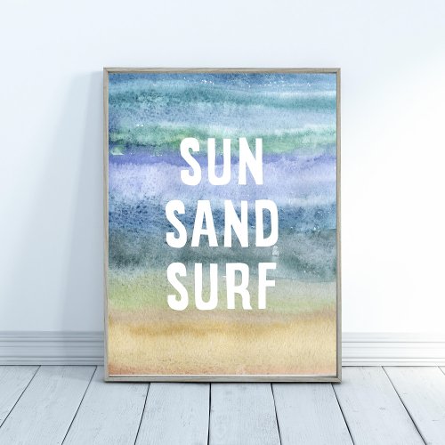 Watercolor Sun Sand Surf Nursery Art Print