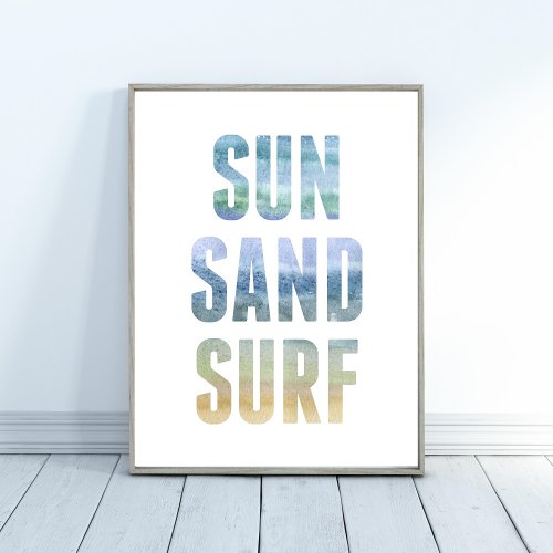 Watercolor Sun Sand Surf Nursery Beach Print
