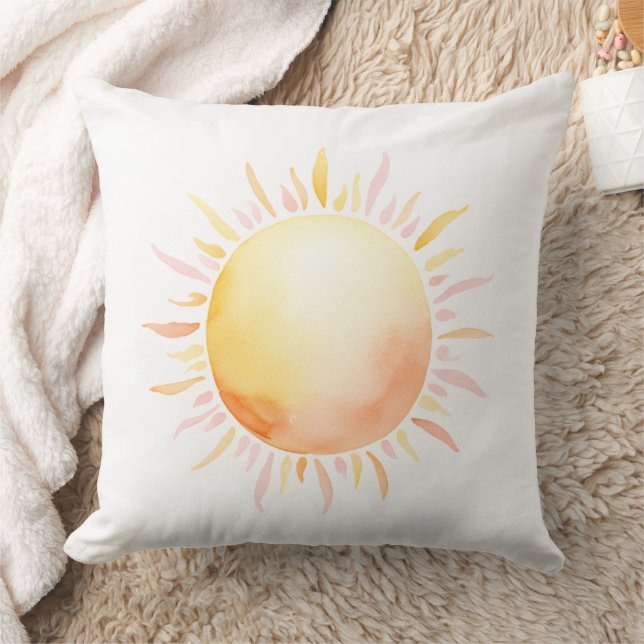 Watercolor Sun Throw Pillow (Blanket)
