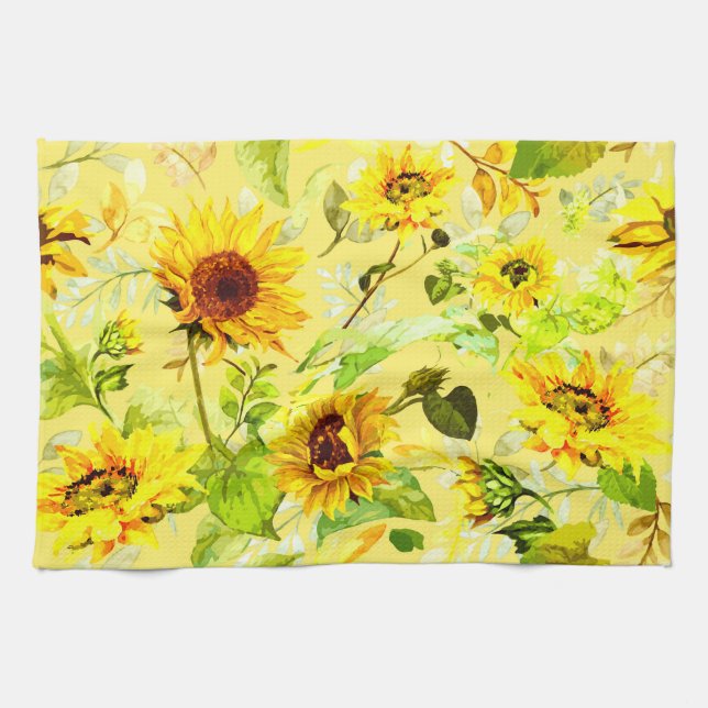 Watercolor Sunflower 2 Kitchen Towel (Horizontal)
