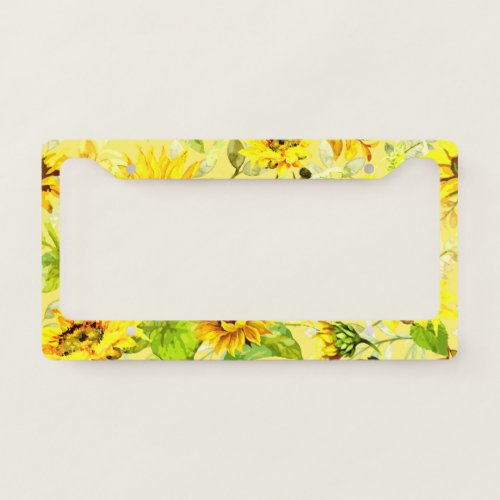 Watercolor Sunflower 2 License Plate Frame