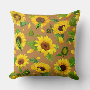 Watercolor Sunflower 5 Throw Pillow