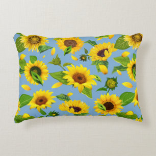 Watercolor Sunflower 6 Accent Pillow