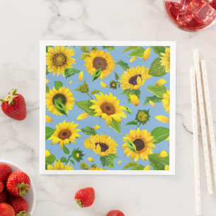 Watercolor Sunflower 6 Paper Dinner Napkins