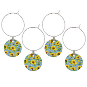 Watercolor Sunflower 6 Wine Charm