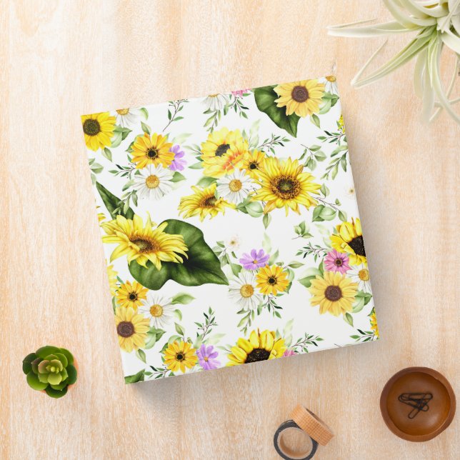 Watercolor Sunflower 7 3 Ring Binder (In Situ)