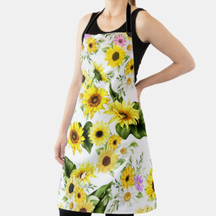 Watercolor Sunflower 7 Apron