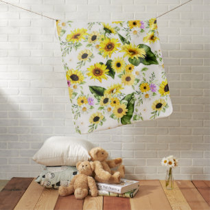 Watercolor Sunflower 7 Baby Blanket
