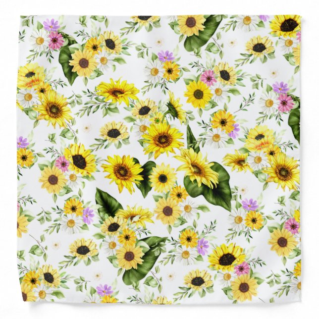 Watercolor Sunflower 7 Bandana (Front)