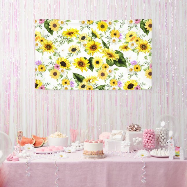 Watercolor Sunflower 7 Banner (Party)
