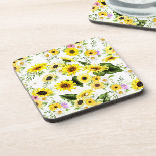 Watercolor Sunflower 7 Beverage Coaster