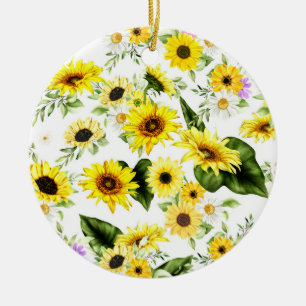 Watercolor Sunflower 7 Ceramic Ornament