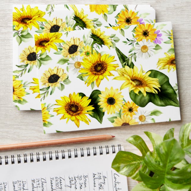 Watercolor Sunflower 7 Envelope (Stacked)