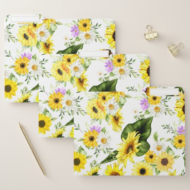 Watercolor Sunflower 7 File Folder (Set)