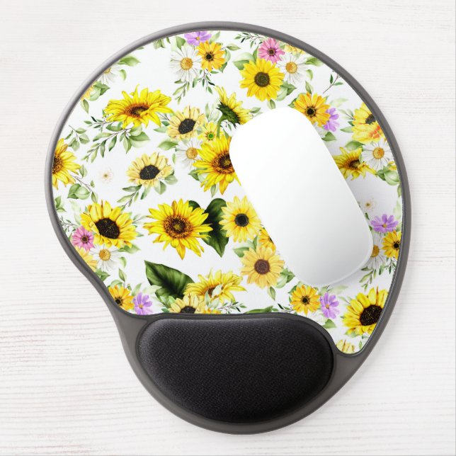 Watercolor Sunflower 7 Gel Mouse Pad (Left Side)