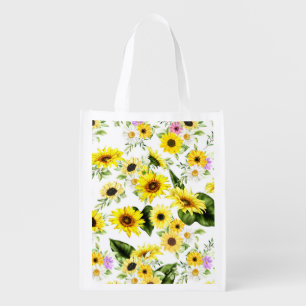Watercolor Sunflower 7 Grocery Bag