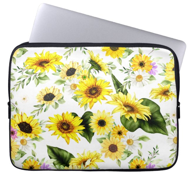 Watercolor Sunflower 7 Laptop Sleeve (Front)