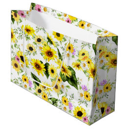Watercolor Sunflower 7 Large Gift Bag
