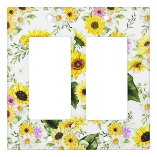 Watercolor Sunflower 7 Light Switch Cover