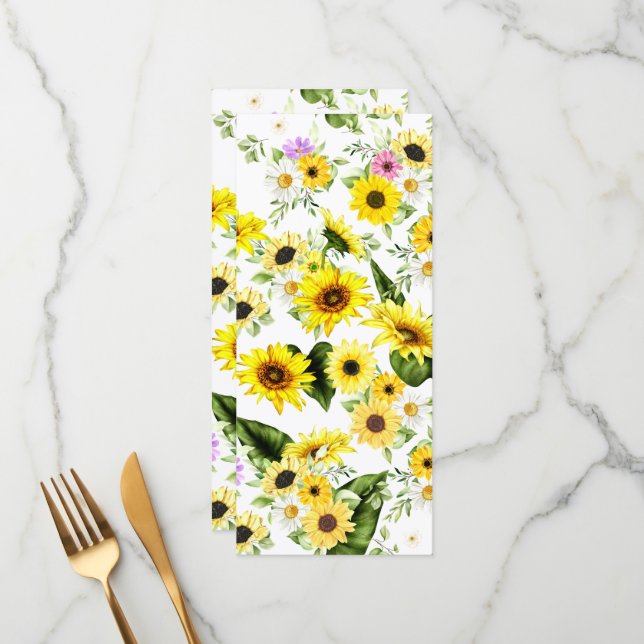 Watercolor Sunflower 7 Menu (Front/Back In Situ)