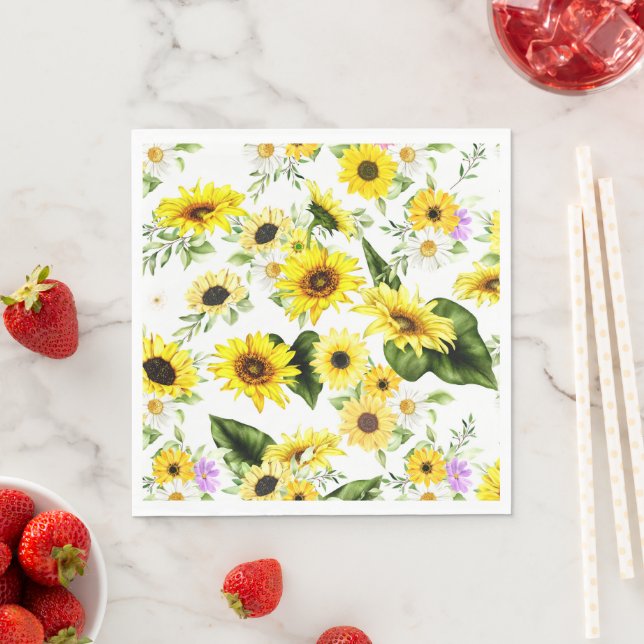 Watercolor Sunflower 7 Napkins (Insitu)