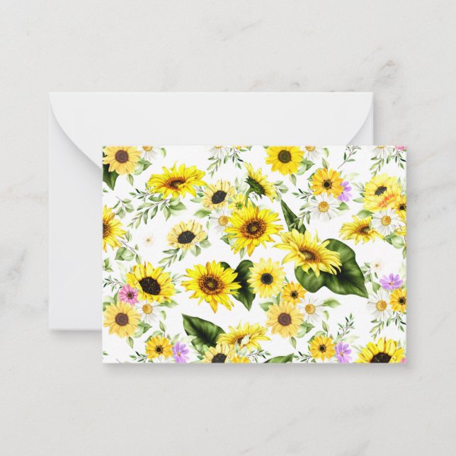 Watercolor Sunflower 7 Note Card (Front)
