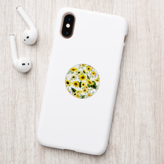 Watercolor Sunflower 7 Patch (On Phone Back)