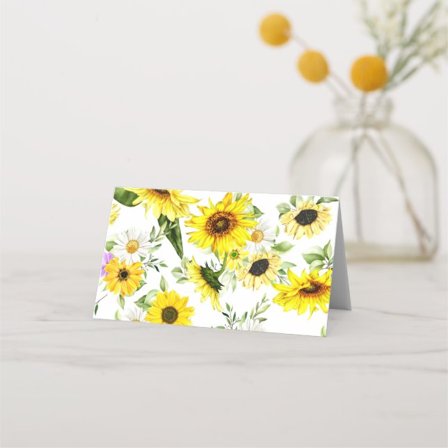 Watercolor Sunflower 7 Place Card (Back)