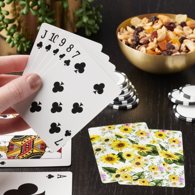 Watercolor Sunflower 7 Poker Cards (In Situ)
