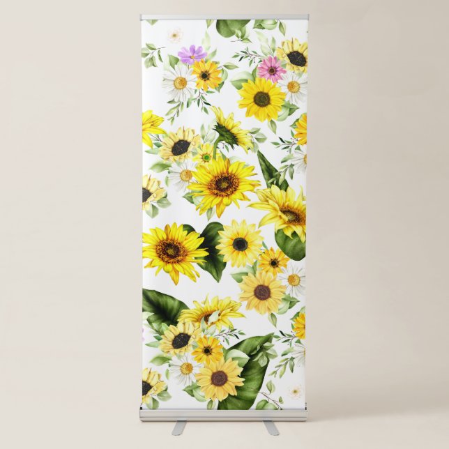 Watercolor Sunflower 7 Retractable Banner (Front)