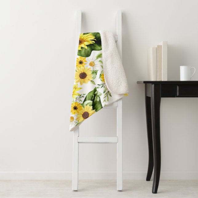 Watercolor Sunflower 7 Sherpa Blanket (In Situ)