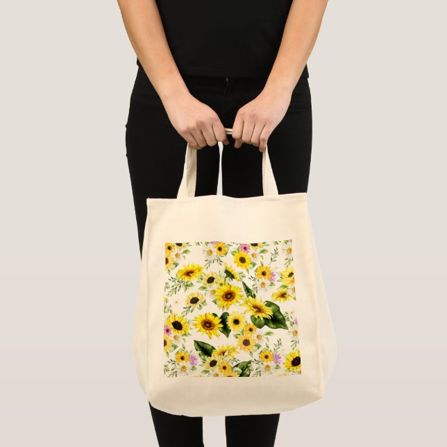 Watercolor Sunflower 7 Tote Bag (Front (Product))