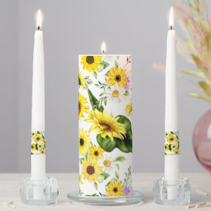 Watercolor Sunflower 7 Unity Candle Set