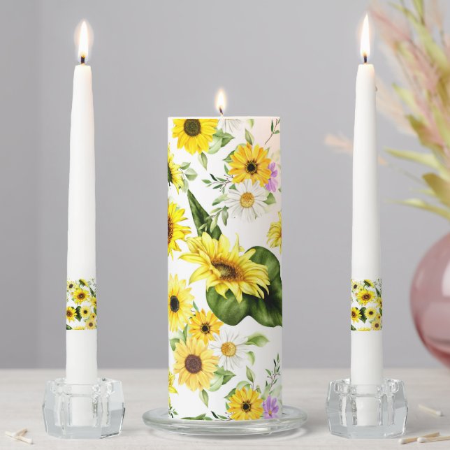 Watercolor Sunflower 7 Unity Candle Set (In Situ)