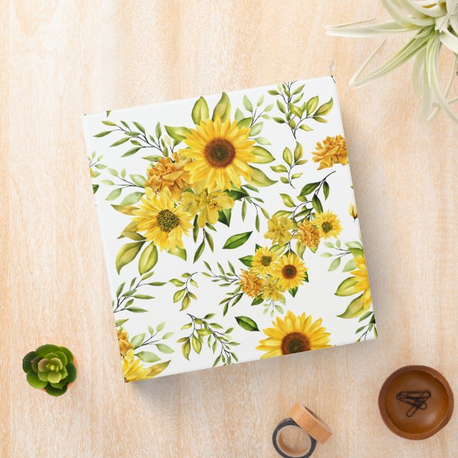 Watercolor Sunflower 8 3 Ring Binder (In Situ)