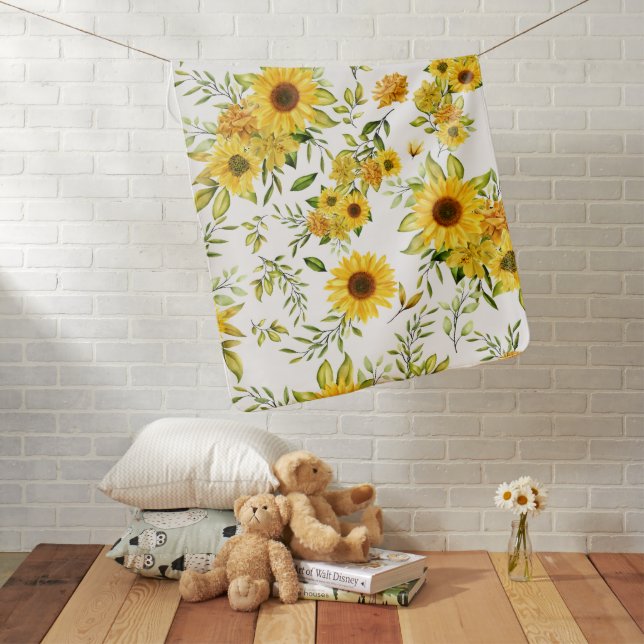 Watercolor Sunflower 8 Baby Blanket (In Situ)