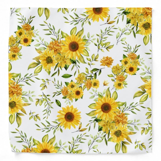 Watercolor Sunflower 8 Bandana (Front)