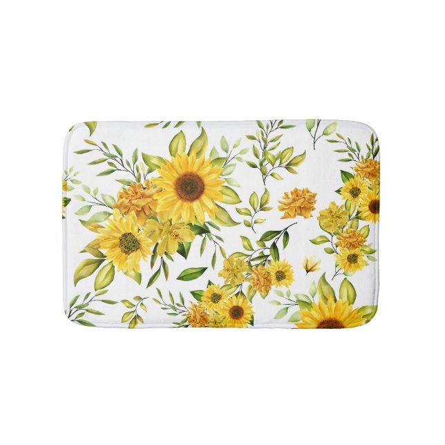 Watercolor Sunflower 8 Bath Mat (Front)