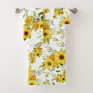 Watercolor Sunflower 8 Bath Towel Set