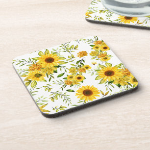 Watercolor Sunflower 8 Beverage Coaster