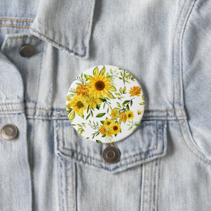 Watercolor Sunflower 8 Button