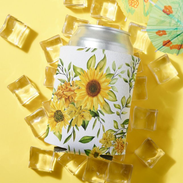 Watercolor Sunflower 8 Can Cooler (In Situ Summer)