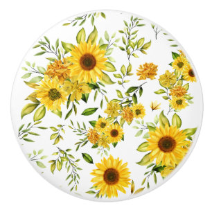 Watercolor Sunflower 8 Ceramic Knob