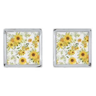 Watercolor Sunflower 8 Cufflinks